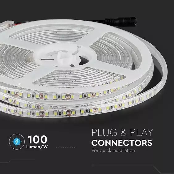 V-TAC LED szalag IP65 SMD 3528 chip 120 db/m hideg fehér, 100LM/W - SKU 212037