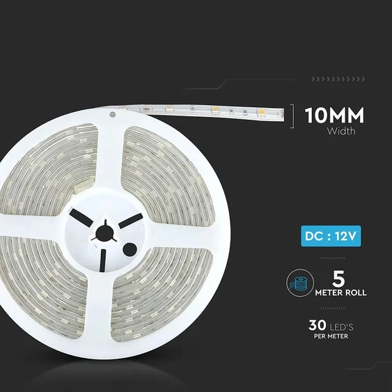 V-TAC LED szalag IP65 SMD 5050 chip 30 db/m természetes fehér - SKU 2460