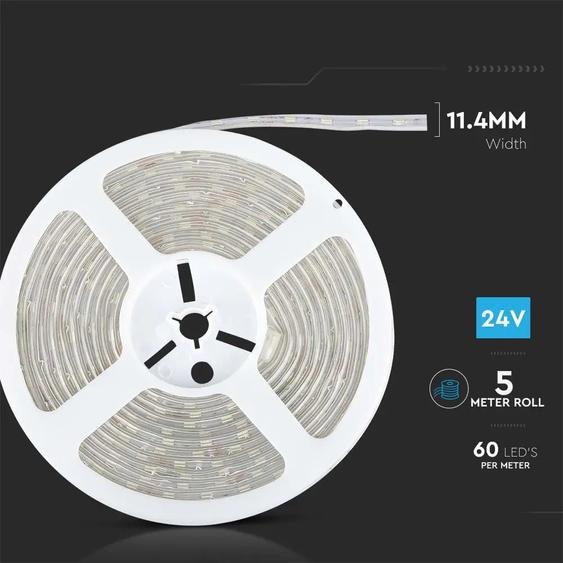 V-TAC LED szalag IP65 SMD 5050 chip 60 db/m meleg fehér, 80LM/W - SKU 212562