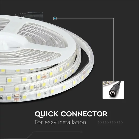 V-TAC LED szalag IP65 SMD 5050 chip 60 db/m természetes fehér, 80LM/W - SKU 212563