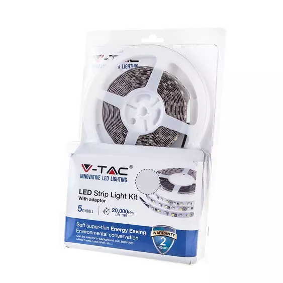 V-TAC LED szalag szett IP20 SMD 3528 chip 60 db/m természetes fehér - SKU 212351