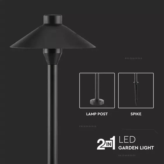 V-TAC leszúrható 7W kerti LED lámpa, fekete házzal, hideg fehér - SKU 20318
