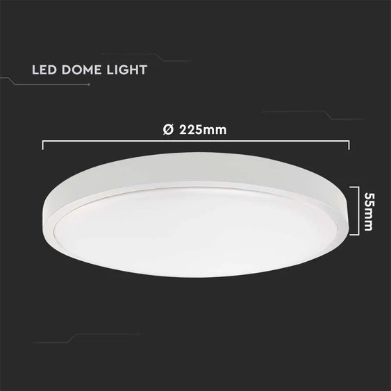 V-TAC mennyezeti 18W LED lámpa, IP44, fehér kerettel, természetes fehér, 100 Lm/W - SKU 7616