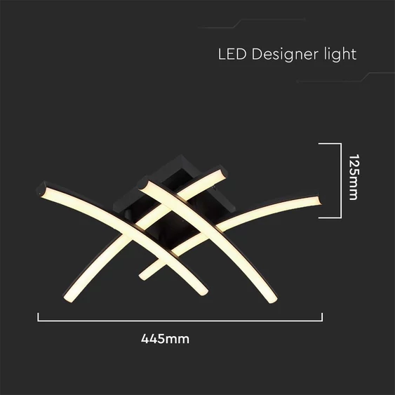 V-TAC mennyezeti designer 24W lámpa, fekete, meleg fehér, 100 Lm/W - SKU 7003