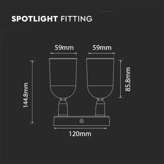 V-TAC mennyezeti/fali spotlámpa, 2db GU10 foglalattal - SKU 7981