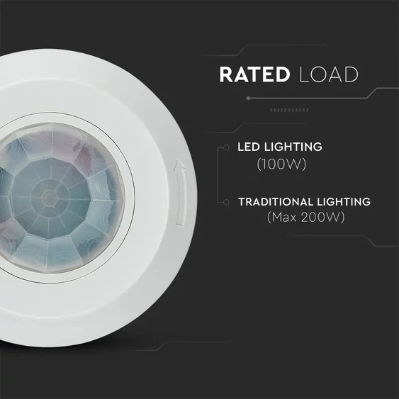 V-TAC mennyezeti infravörös mozgásérzékelő 360°, fehér - SKU 6606