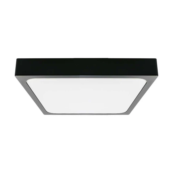 V-TAC mennyezeti négyzet 18W lámpa, IP44, fekete kerettel, természetes fehér, 100 Lm/W - SKU 7643