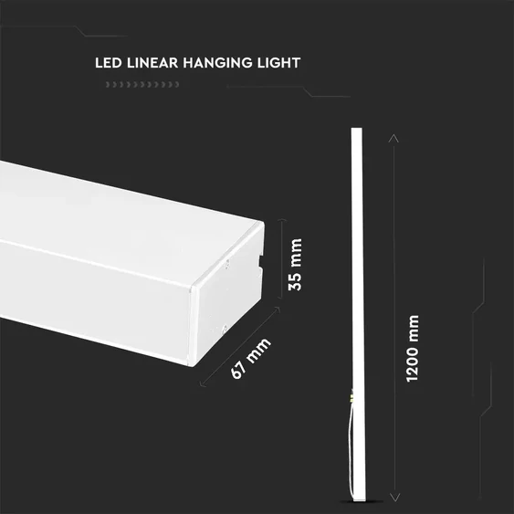 V-TAC mennyezetre függeszthető lineáris LED lámpa 120cm 40W hideg fehér - SKU 602
