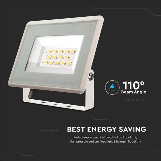 V-TAC mini LED reflektor 10W természetes fehér, fehér házzal - SKU 6731