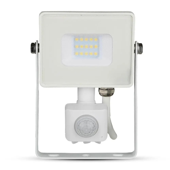V-TAC mozgásérzékelős fehér házas LED reflektor 10W természetes fehér Samsung chip - SKU 434