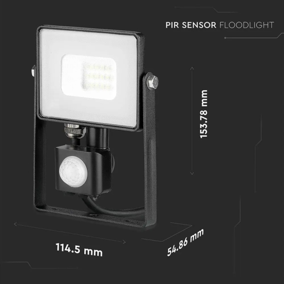 V-TAC mozgásérzékelős LED reflektor 10W meleg fehér Samsung chip - SKU 436
