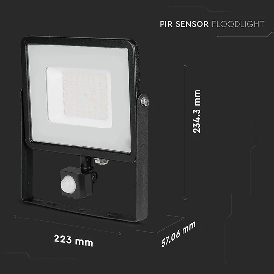 V-TAC mozgásérzékelős LED reflektor 50W hideg fehér Samsung chip - SKU 471