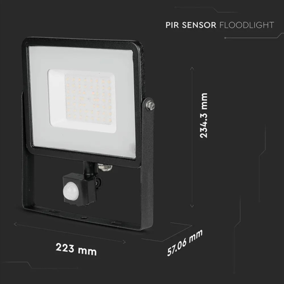 V-TAC mozgásérzékelős LED reflektor 50W természetes fehér Samsung chip - SKU 470