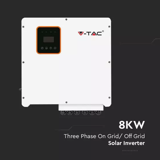V-TAC napelemekhez való háromfázisú 8kW hibrid rendszerű inverter, LCD kijelzővel - SKU 11375