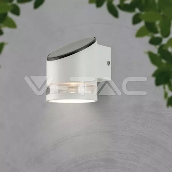 V-TAC napelemes 1W fali lámpa, IP44, meleg fehér, fehér házzal - SKU 10395