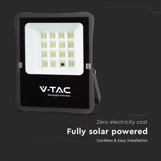 V-TAC napelemes LED reflektor 12W hideg fehér, 1200 Lumen - SKU 6966