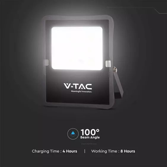 V-TAC napelemes LED reflektor 12W hideg fehér, 1200 Lumen - SKU 6966