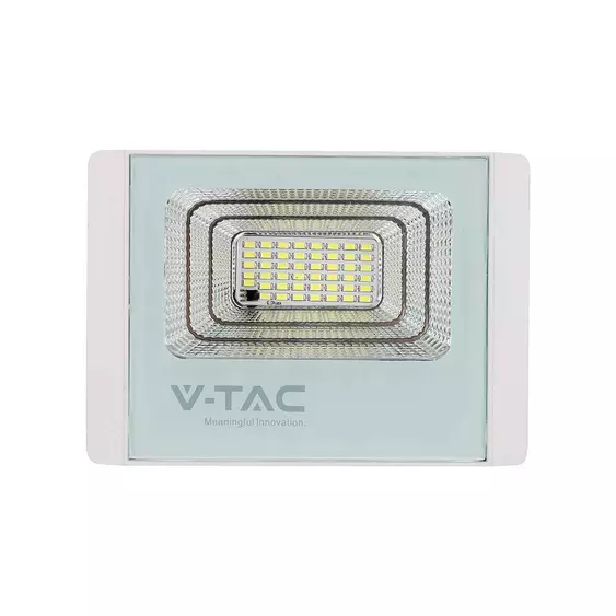 V-TAC napelemes LED reflektor 12W természetes fehér 5000 mAh, fehér házzal - SKU 23018