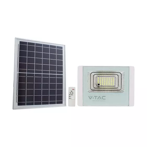 V-TAC napelemes LED reflektor 20W hideg fehér 10000 mAh, fehér házzal - SKU 10409