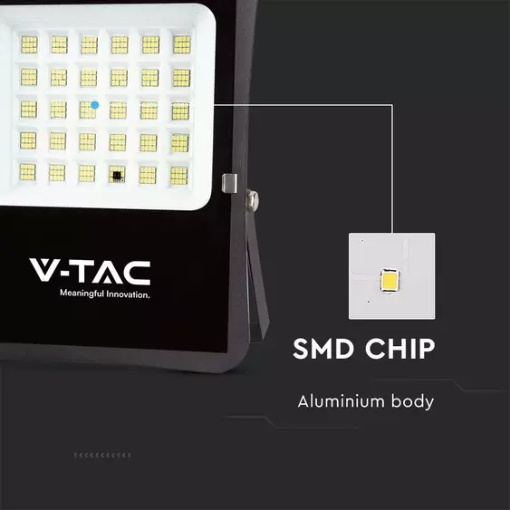 V-TAC napelemes LED reflektor 20W hideg fehér, 2400 Lumen - SKU 6970