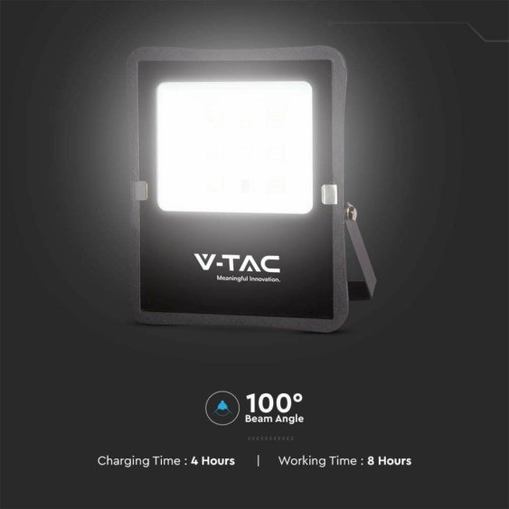 V-TAC napelemes LED reflektor 20W természetes fehér, 2400 Lumen - SKU 6971