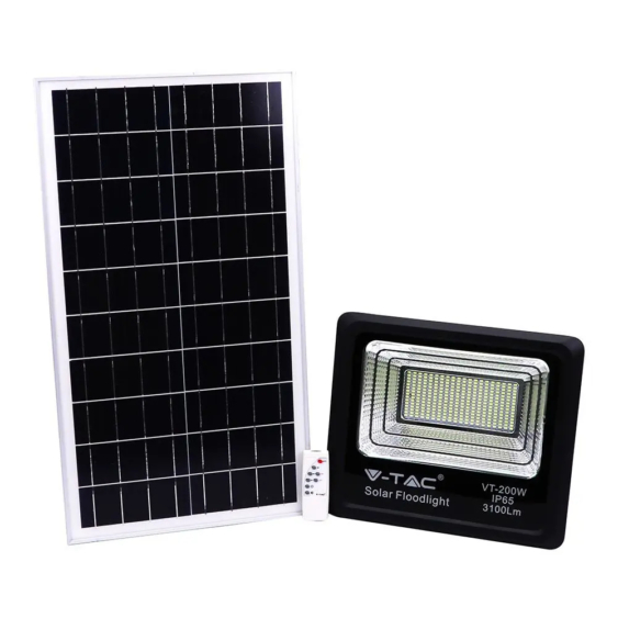 V-TAC napelemes LED reflektor 40W természetes fehér 20000 mAh, fekete házzal - SKU 8577