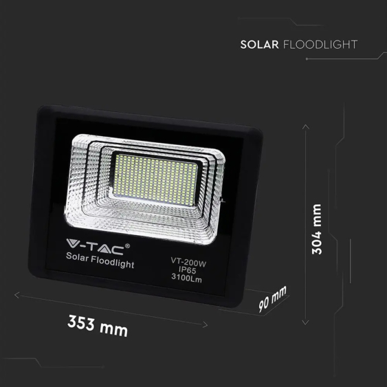 V-TAC napelemes LED reflektor 40W természetes fehér 20000 mAh - SKU 8577