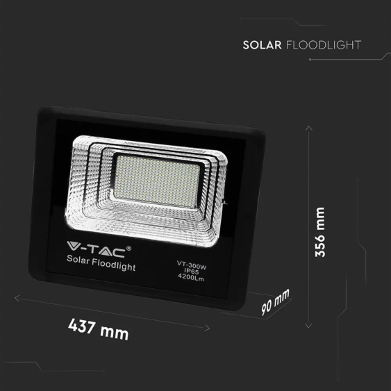V-TAC napelemes LED reflektor 50W hideg fehér 25000 mAh - SKU 94027