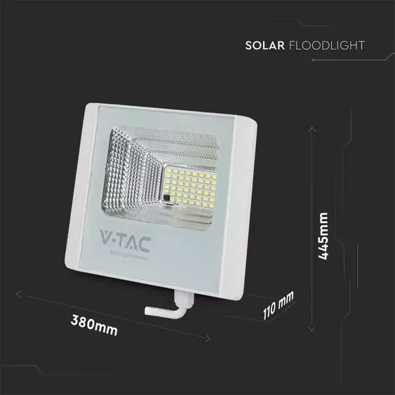 V-TAC napelemes LED reflektor 50W természetes fehér 25000 mAh, fehér házzal - SKU 10415