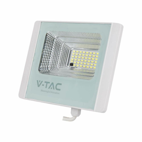 V-TAC napelemes LED reflektor 50W természetes fehér 25000 mAh, fehér házzal - SKU 10415
