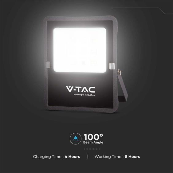 V-TAC napelemes LED reflektor 6W hideg fehér, 400 Lumen - SKU 6964