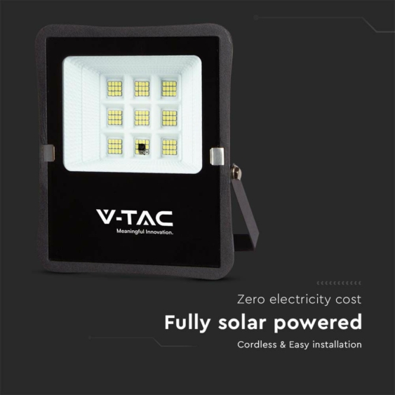 V-TAC napelemes LED reflektor 6W természetes fehér, 400 Lumen - SKU 6965