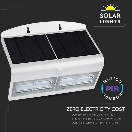 V-TAC napelemes, mozgásérzékelős LED reflektor, fehér, 7W természetes fehér - SKU 8278