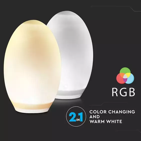 V-TAC napelemes ovális gömb alakú RGB+meleg fehér színváltós akkus LED dekoráció - SKU 8557