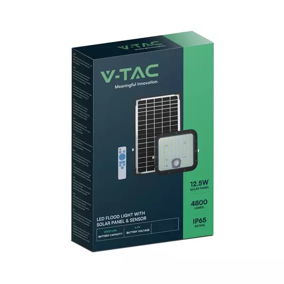 V-TAC napelemes reflektor mozgásérzékelővel, 4800 Lumen, természetes fehér - SKU 10310