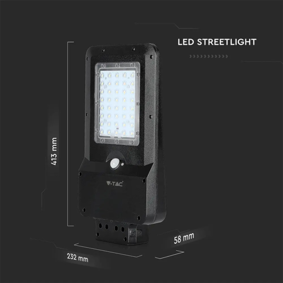 V-TAC napelemes utcai LED lámpa, térvilágító lámpatest 15W természetes fehér - SKU 8549