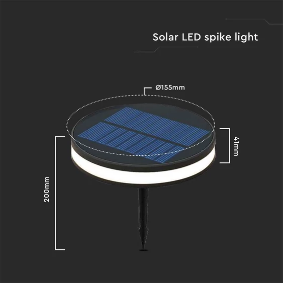 V-TAC napelems 1.8W leszúrható LED lámpatest, meleg fehér, IP54 - SKU 23015