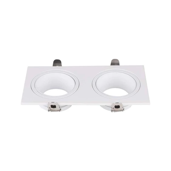 V-TAC négyzet GU10 2 foglalatos LED spotlámpa keret, fehér lámpatest - SKU 10298
