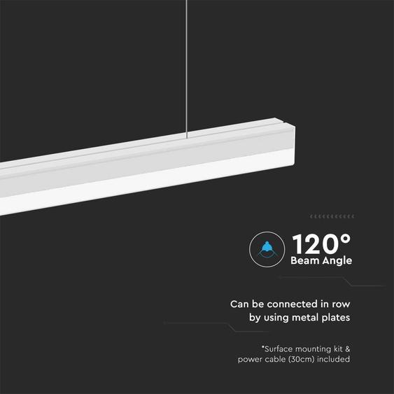 V-TAC NEWLINE felületre szerelhető fehér lineáris lámpatest, 40W, természetes fehér - SKU 10138