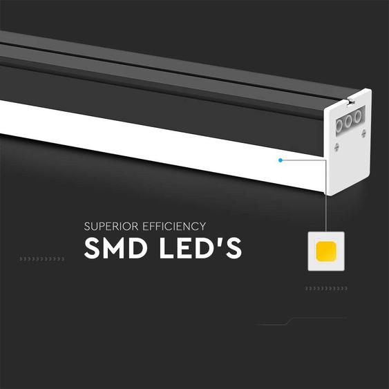 V-TAC NEWLINE felületre szerelhető fekete lineáris lámpatest, 40W, természetes fehér - SKU 23000