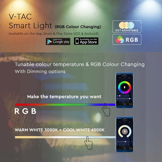 V-TAC okos földbe szúrható LED talajlámpa 7W, IP65, RGB+CCT - SKU 3014