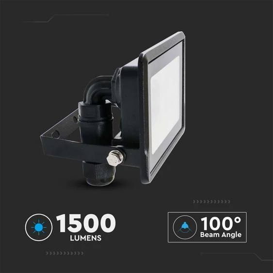V-TAC okos LED reflektor 20W RGB+CCT, fekete házzal - SKU 3025