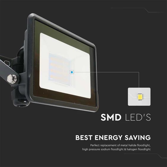 V-TAC okos LED reflektor 20W RGB+CCT, fekete házzal - SKU 3025