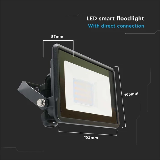 V-TAC okos LED reflektor 50W RGB+CCT, fekete házzal - SKU 3026