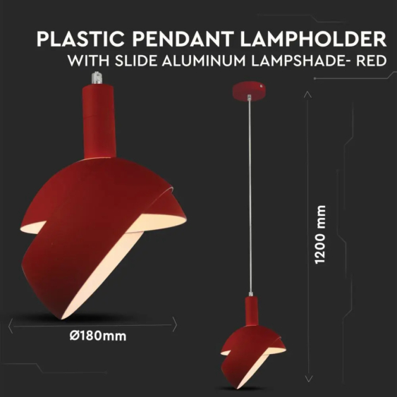 V-TAC piros alumínium csillár, állítható függeszték E14 foglalattal - SKU 3924