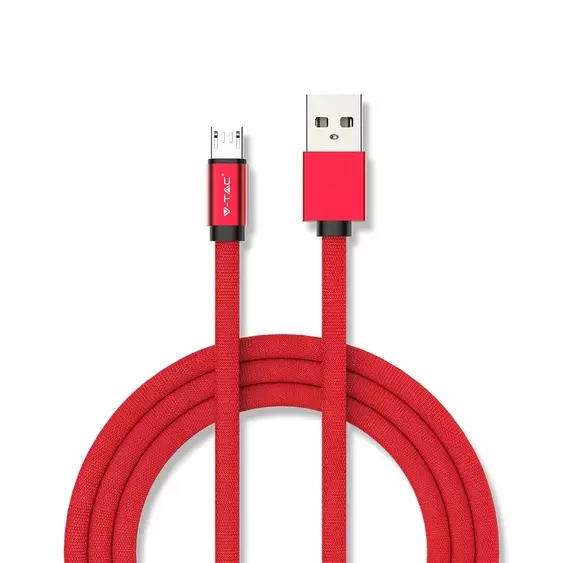 V-TAC piros, USB - Micro USB 1m hálózati kábel - SKU 8497