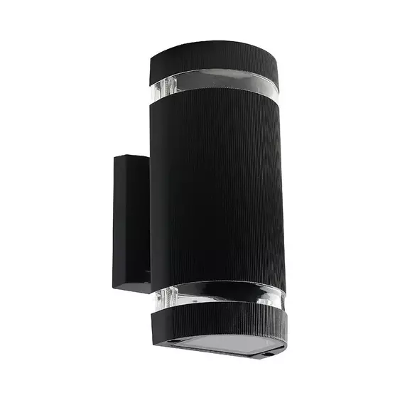 V-TAC polikarbonát félkör alakú kültéri fali lámpa, fekete, 2 db E27 foglalattal - SKU 93573