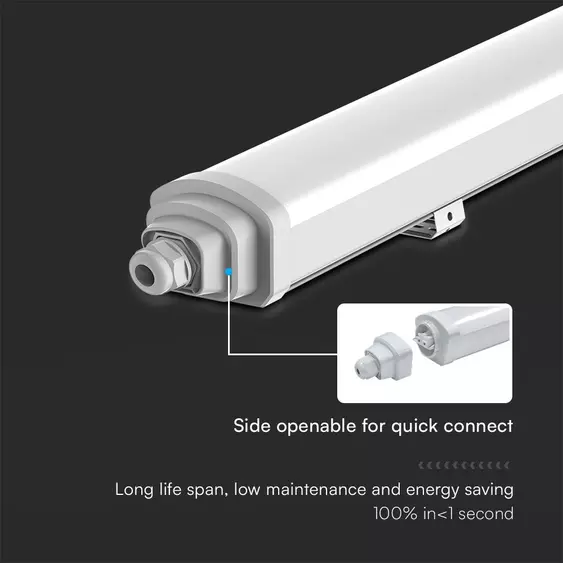 V-TAC polikarbonát LED lámpa 120cm 36W IP65 hideg fehér 120 Lm/W (GT-Széria) - SKU 23388