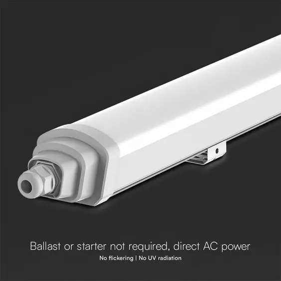 V-TAC polikarbonát LED lámpa 150cm 48W IP65 hideg fehér 120 Lm/W (GT-Széria) - SKU 23390