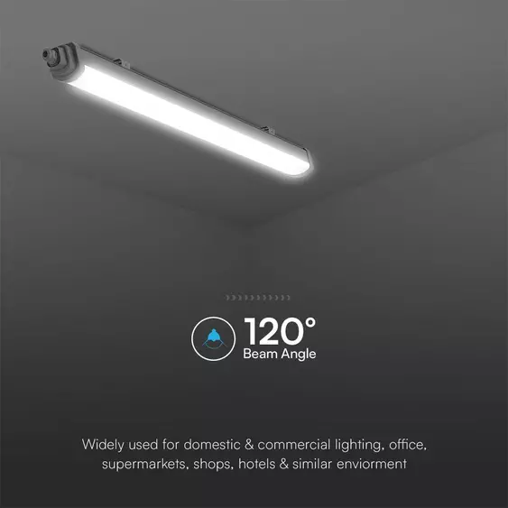 V-TAC polikarbonát LED lámpa 150cm 48W IP65 hideg fehér 120 Lm/W (GT-Széria) - SKU 23390